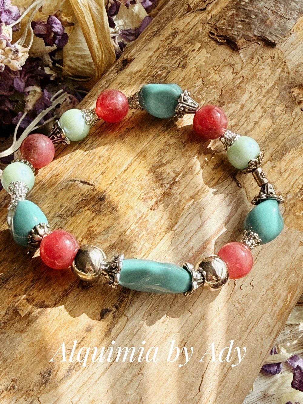 Alquimia Turquoise, Coral & Mint Beaded Stretch Bracelet
